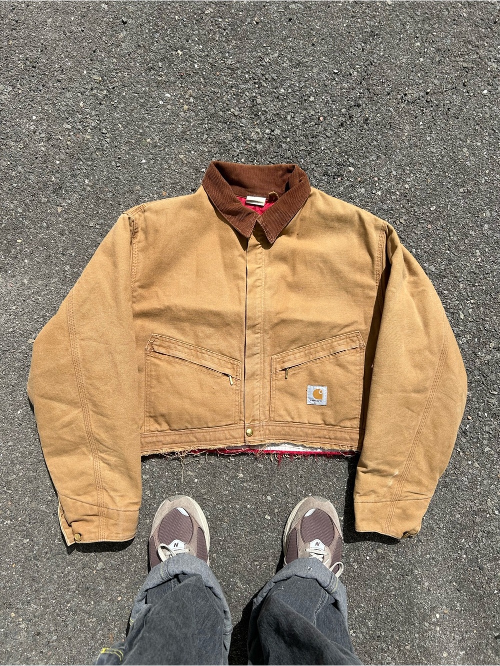 Carhartt Men's Brown Corduroy Collar Tan Work Jacket - Picture 1 of 7